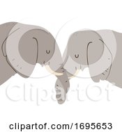 Poster, Art Print Of Elephant Entwine Trunks Show Affection