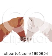 Poster, Art Print Of Horse Rub Nose Sign Affection Illustration