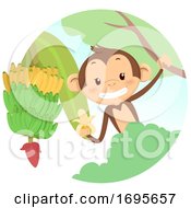 Poster, Art Print Of Monkey Tree Banana Illustration
