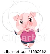 Poster, Art Print Of Pig Exercise Jumping Rope Illustration