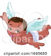 Poster, Art Print Of Flying Black Baby Cupid