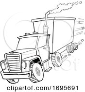 Poster, Art Print Of Cartoon Black And White Tractor Trailer