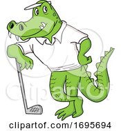 Poster, Art Print Of Cartoon Alligator Leaning On A Golf Club