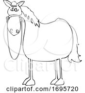 Poster, Art Print Of Cartoon Lineart Startled Horse