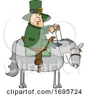 Poster, Art Print Of Cartoon Leprechaun Riding A Horse
