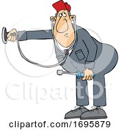 Poster, Art Print Of Cartoon Hvac Worker Holding A Stethoscope