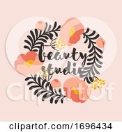 Poster, Art Print Of Vector Logo Design Template In Simple Style Of Floral Frame With Coral Color Peony And Copy Space For Text Elegant Emblem For Fashion Boutique Beauty Studio Or Jewelry Salon