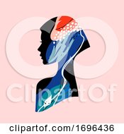 Poster, Art Print Of Vector Illustration In Trendy Modern Artistic Style Of Beautiful Female Face Silhouette In Profile With Creative Abstract Pattern Elegant Emblem For Makeup Artist Beauty Clinic Or Hair Salon