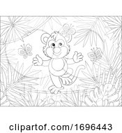 Poster, Art Print Of Monkey And Butterflies