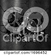 3D Cracked Grunge Metal Background With Cogs And Gears