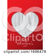 Poster, Art Print Of Valentines Day Background With Cutout Heart On Wooden Texture