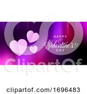 Valentines Day Banner With Folded Hearts Design