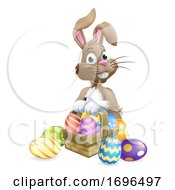Easter Bunny Eggs Basket Cartoon
