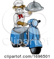 Poster, Art Print Of Bulldog Chef Scooter Delivery Mascot