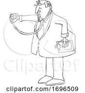 Poster, Art Print Of Cartoon Male Doctor Using A Stethoscope