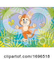 Poster, Art Print Of Monkey And Butterflies