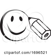 Poster, Art Print Of Black And White Pencil Drawing A Happy Face