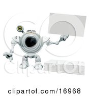 Technology Clipart Illustration Image Of A Robotic Webcam Holding Up A Blank Index Card