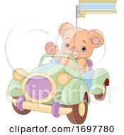 Poster, Art Print Of Cute Teddy Bear Driving A Car