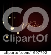 Poster, Art Print Of Valentines Day Background With Hanging Hearts