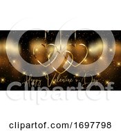 Poster, Art Print Of Elegant Golden Valentines Day Banner