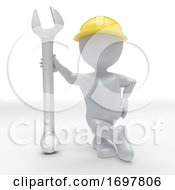 Poster, Art Print Of 3d Morph Man Builder With Wrench
