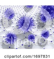 Poster, Art Print Of 3d Virus Cells On A Molecule Background