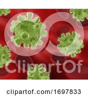 3D Medical Background With Virus And Blood Cells