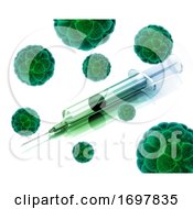 3D Medical Background With Abstract Virus Cells And Syringe by KJ Pargeter