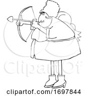 Cartoon Chubby Female Cupid Aiming An Arrow