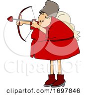 Poster, Art Print Of Cartoon Chubby Female Cupid Aiming An Arrow