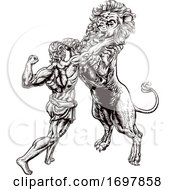 Hercules Fighting The Nemean Lion by AtStockIllustration
