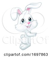Poster, Art Print Of Easter Bunny Rabbit Peeking Pointing Sign Cartoon