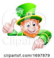 Leprechaun St Patricks Day Cartoon Pointing Sign