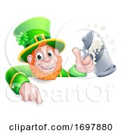 Poster, Art Print Of Leprechaun St Patricks Day Pointing Drink Cartoon