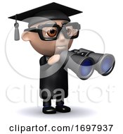 3d Graduate Looks Through Binoculars by Steve Young
