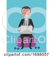 Poster, Art Print Of Man Corporate Gym Laptop Illustration