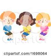 Kids Pretend To Sit On Chair Illustration