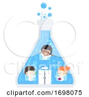Poster, Art Print Of Kids Scientists Glass Flask Laboratory Building
