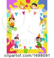 Poster, Art Print Of Stickman Kids Party Hats Splat Colors Illustration
