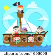 Poster, Art Print Of Kids Pirate Ship Study Books Illustration