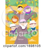 Poster, Art Print Of Kids Muslim Tree Waving Illustration