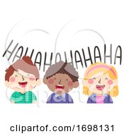 Poster, Art Print Of Kids Laughing Friends Illustration
