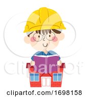 Kid Boy Hard Hat House Read Book Illustration