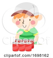 Poster, Art Print Of Kid Boy Six Pack Container Quantities Illustration