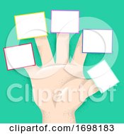 Poster, Art Print Of Hand Right Fingers Labels Board Illustration