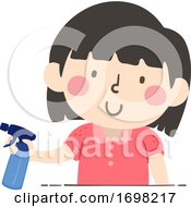 Poster, Art Print Of Kid Girl Hold Spray Bottle Container Quantities