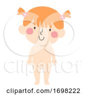 Poster, Art Print Of Kid Girl Toddler Girl Naked Front View