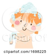 Poster, Art Print Of Kid Toddler Girl Arm Scrub Bathing Illustration
