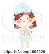 Poster, Art Print Of Kid Toddler Girl Body Wash Illustration